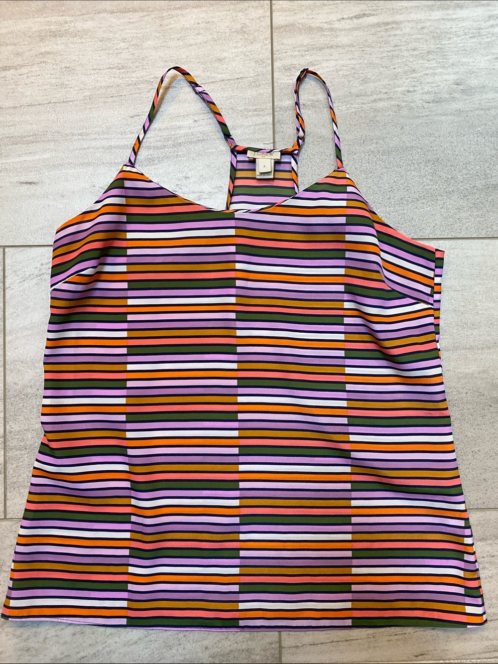 J. Crew Factory Multicolored Striped Spaghetti Strap Tank Top